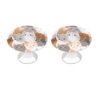 KMRHOUTIQ 2 Pack 1.1 Inch (28 Mm) Round Orange Cats Drawer Knobs Modern Kitchen Cabinet Knob Hardware Handles Decorative Furniture Knobs for Dresser, Cupboards, Wardrobes, Bifold Door, Closet Door