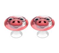 KMRHOUTIQ 2 Pack 1.1 Inch (28 Mm) Round Pink Pig Drawer Knobs Modern Kitchen Cabinet Knob Hardware Handles Decorative Furniture Knobs for Dresser, Cupboards, Wardrobes, Bifold Door, Closet Door