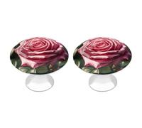 KMRHOUTIQ 2 Pack 1.1 Inch (28 Mm) Round Pink Rose Drawer Knobs Modern Kitchen Cabinet Knob Hardware Handles Decorative Furniture Knobs for Dresser, Cupboards, Wardrobes, Bifold Door, Closet Door