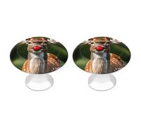 KMRHOUTIQ 2 Pack 1.1 Inch (28 Mm) Round Red-Nosed Deer Drawer Knobs Modern Kitchen Cabinet Knob Hardware Handles Decorative Furniture Knobs for Dresser, Cupboards, Wardrobes, Bifold Door, Closet Door