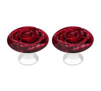 KMRHOUTIQ 2 Pack 1.1 Inch (28 Mm) Round Red Rose Drawer Knobs Modern Kitchen Cabinet Knob Hardware Handles Decorative Furniture Knobs for Dresser, Cupboards, Wardrobes, Bifold Door, Closet Door