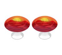 KMRHOUTIQ 2 Pack 1.1 Inch (28 Mm) Round Red Sunrise Drawer Knobs Modern Kitchen Cabinet Knob Hardware Handles Decorative Furniture Knobs for Dresser, Cupboards, Wardrobes, Bifold Door, Closet Door