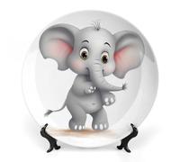KMRHOUTIQ 6 in Bone China Decorative Plates for Wall Hanging with Display Stand Chinese Porcelain Cute Elephant Dessert Plate Display Dish Collections Ceramic Ornament Art Craft Home Office Decor
