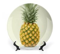 KMRHOUTIQ 6 in Bone China Decorative Plates for Wall Hanging with Display Stand Chinese Porcelain Fresh Pineapple Dessert Plate Display Dish Collections Ceramic Ornament Art Craft Home Office Decor