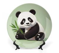 KMRHOUTIQ 7 in Bone China Decorative Plates for Wall Hanging with Display Stand Chinese Porcelain Cute Panda Dessert Plate Display Dish Collections Ceramic Ornament Art Craft Home Office Decor