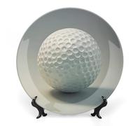 KMRHOUTIQ 7 in Bone China Decorative Plates for Wall Hanging with Display Stand Chinese Porcelain Golf Ball Dessert Plate Display Dish Collections Ceramic Ornament Art Craft Home Office Decor