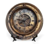 KMRHOUTIQ 7inch Bone China Decorative Plates for Wall Hanging with Display Stand Chinese Porcelain Steampunk Clock Dessert Plate Display Dish Collections Ceramic Ornament Art Craft Home Office Decor