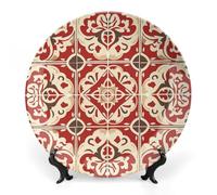 KMRHOUTIQ 8 in Bone China Decorative Plates for Wall Hanging with Display Stand Chinese Porcelain Beautiful Pattern Dessert Plate Display Dish Collections Ceramic Ornament Art Craft Home Office Decor