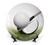 KMRHOUTIQ 8 in Bone China Decorative Plates for Wall Hanging with Display Stand Chinese Porcelain Golf Club Dessert Plate Display Dish Collections Ceramic Ornament Art Craft Home Office Decor