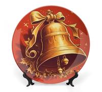 KMRHOUTIQ 8 in Bone China Decorative Plates for Wall Hanging with Display Stand Chinese Porcelain Golden Bell Dessert Plate Display Dish Collections Ceramic Ornament Art Craft Home Office Decor