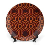 KMRHOUTIQ 8 in Bone China Decorative Plates for Wall Hanging with Display Stand Chinese Porcelain Shining Overlook Dessert Plate Display Dish Collections Ceramic Ornament Art Craft Home Office Decor