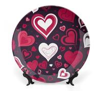 KMRHOUTIQ 8 in Bone China Decorative Plates for Wall Hanging with Display Stand Chinese Porcelain Sweet Love Dessert Plate Display Dish Collections Ceramic Ornament Art Craft Home Office Decor