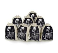 KMRHOUTIQ 8PCS Spice Bags for Cooking, Aesthetic Skeleton Muslin Bags Reusable, Small Burlap Bags with Drawstring, Herb Bag Empty, Cloth Gift Bag Pouch, For Wedding & Party Favors (5x7 Inch)