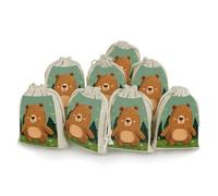 KMRHOUTIQ 8PCS Spice Bags for Cooking, Cute Bear Muslin Bags Reusable, Small Burlap Bags with Drawstring, Herb Bag Empty, Cloth Gift Bag Pouch, For Wedding & Party Favors (5x7 Inch)