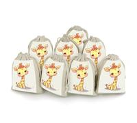 KMRHOUTIQ 8PCS Spice Bags for Cooking, Cute Bow Giraffe Muslin Bags Reusable, Small Burlap Bags with Drawstring, Herb Bag Empty, Cloth Gift Bag Pouch, For Wedding & Party Favors (5x7 Inch)