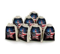 KMRHOUTIQ 8PCS Spice Bags for Cooking, Flag Stars Muslin Bags Reusable, Small Burlap Bags with Drawstring, Herb Bag Empty, Cloth Gift Bag Pouch, For Wedding & Party Favors (5x7 Inch)