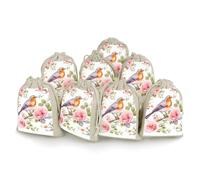 KMRHOUTIQ 8PCS Spice Bags for Cooking, Floral Robin Bird Muslin Bags Reusable, Small Burlap Bags with Drawstring, Herb Bag Empty, Cloth Gift Bag Pouch, For Wedding & Party Favors (5x7 Inch)