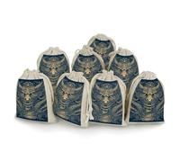 KMRHOUTIQ 8PCS Spice Bags for Cooking, Golden Dragon Pattern Muslin Bags Reusable, Small Burlap Bags with Drawstring, Herb Bag Empty, Cloth Gift Bag Pouch, For Wedding & Party Favors (5x7 Inch)