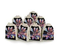 KMRHOUTIQ 8PCS Spice Bags for Cooking, Gorgeous Colorful Flowers Muslin Bags Reusable, Small Burlap Bags with Drawstring, Herb Bag Empty, Cloth Gift Bag Pouch, For Wedding & Party Favors (5x7 Inch)
