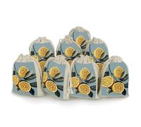 KMRHOUTIQ 8PCS Spice Bags for Cooking, Lemon with Leaves Muslin Bags Reusable, Small Burlap Bags with Drawstring, Herb Bag Empty, Cloth Gift Bag Pouch, For Wedding & Party Favors (5x7 Inch)