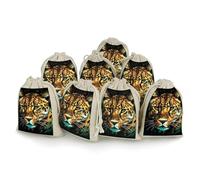 KMRHOUTIQ 8PCS Spice Bags for Cooking, Leopard Muslin Bags Reusable, Small Burlap Bags with Drawstring, Herb Bag Empty, Cloth Gift Bag Pouch, For Wedding & Party Favors (5x7 Inch)