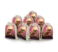 KMRHOUTIQ 8PCS Spice Bags for Cooking, Owl Muslin Bags Reusable, Small Burlap Bags with Drawstring, Herb Bag Empty, Cloth Gift Bag Pouch, For Wedding & Party Favors (5x7 Inch)