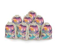 KMRHOUTIQ 8PCS Spice Bags for Cooking, Psychedelic Rock Style Muslin Bags Reusable, Small Burlap Bags with Drawstring, Herb Bag Empty, Cloth Gift Bag Pouch, For Wedding & Party Favors (5x7 Inch)