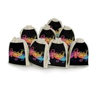 KMRHOUTIQ 8PCS Spice Bags for Cooking, Rainbow Musical Note Muslin Bags Reusable, Small Burlap Bags with Drawstring, Herb Bag Empty, Cloth Gift Bag Pouch, For Wedding & Party Favors (5x7 Inch)