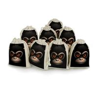 KMRHOUTIQ 8PCS Spice Bags for Cooking, Red Eyed Monkey Muslin Bags Reusable, Small Burlap Bags with Drawstring, Herb Bag Empty, Cloth Gift Bag Pouch, For Wedding & Party Favors (5x7 Inch)