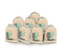 KMRHOUTIQ 8PCS Spice Bags for Cooking, Robot in The Corner Muslin Bags Reusable, Small Burlap Bags with Drawstring, Herb Bag Empty, Cloth Gift Bag Pouch, For Wedding & Party Favors (5x7 Inch)