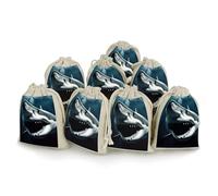 KMRHOUTIQ 8PCS Spice Bags for Cooking, Shark Muslin Bags Reusable, Small Burlap Bags with Drawstring, Herb Bag Empty, Cloth Gift Bag Pouch, For Wedding & Party Favors (5x7 Inch)