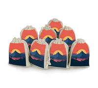 KMRHOUTIQ 8PCS Spice Bags for Cooking, Sunset And Mountain Muslin Bags Reusable, Small Burlap Bags with Drawstring, Herb Bag Empty, Cloth Gift Bag Pouch, For Wedding & Party Favors (5x7 Inch)