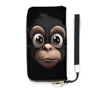 KMRHOUTIQ Big-eyed Monkey Wristlet Wallets for Women Leather Clutch Purses with Strap Coin Purse Rfid Credit Card Holder Long Slim Handbags