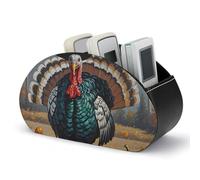 KMRHOUTIQ Cool Turkey Remote Control Holder with 5 Slots | PU Leather Desktop Organizer for TV Remotes Makeup Brushes Pens | Bed Caddy Box Fits Nightstand Office Desk Living Room Bedroom