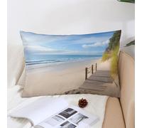KMRHOUTIQ Decorative Beach Scenery Lumbar Throw Pillow Covers 12x20 with Hidden Zipper Outdoor Couch Pillow Cases for Sofa Bed Living Room Garden Plush Pillowcase Farmhouse Cushion Case Home Decor