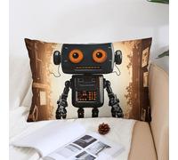 KMRHOUTIQ Decorative Black Robot Lumbar Throw Pillow Covers 12 "x20 with Hidden Zipper Outdoor Couch Pillow Cases for Sofa Bed Living Room Garden Plush Pillowcase Farmhouse Cushion Case Home Decor