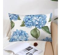 KMRHOUTIQ Decorative Blue Hydrangea Lumbar Throw Pillow Covers 12x20 with Hidden Zipper Outdoor Couch Pillow Cases for Sofa Bed Living Room Garden Plush Pillowcase Farmhouse Cushion Case Home Decor