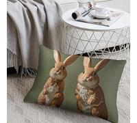 KMRHOUTIQ Decorative Bunny Statue Lumbar Throw Pillow Covers 8x12 with Hidden Zipper Outdoor Couch Pillow Cases for Sofa Bed Living Room Garden Plush Pillowcase Farmhouse Cushion Case Home Decor