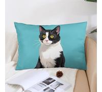 KMRHOUTIQ Decorative Cat Sit Down Lumbar Throw Pillow Covers 12x20 with Hidden Zipper Outdoor Couch Pillow Cases for Sofa Bed Living Room Garden Plush Pillowcase Farmhouse Cushion Case Home Decor