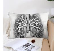 KMRHOUTIQ Decorative Lungs Vector Lumbar Throw Pillow Covers 12x20 with Hidden Zipper Outdoor Couch Pillow Cases for Sofa Bed Living Room Garden Plush Pillowcase Farmhouse Cushion Case Home Decor