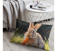 KMRHOUTIQ Decorative Rabbit Lumbar Throw Pillow Covers 8x12 with Hidden Zipper Outdoor Couch Pillow Cases for Sofa Bed Living Room Garden Plush Pillowcase Farmhouse Cushion Case Home Decor