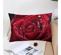 KMRHOUTIQ Decorative Red Rose Lumbar Throw Pillow Covers 12x20 with Hidden Zipper Outdoor Couch Pillow Cases for Sofa Bed Living Room Garden Plush Pillowcase Farmhouse Cushion Case Home Decor