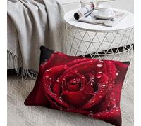 KMRHOUTIQ Decorative Red Rose Lumbar Throw Pillow Covers 8x12 with Hidden Zipper Outdoor Couch Pillow Cases for Sofa Bed Living Room Garden Plush Pillowcase Farmhouse Cushion Case Home Decor