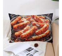KMRHOUTIQ Decorative Sausage on Fire Lumbar Throw Pillow Covers 12x20 with Hidden Zipper Outdoor Couch Pillow Cases for Sofa Bed Living Room Garden Plush Pillowcase Farmhouse Cushion Case Home Decor