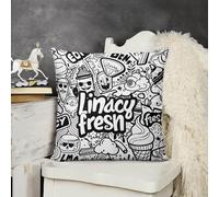 KMRHOUTIQ Decorative Throw Pillow Cover 12x12 Black and White Graffiti Outdoor Pillow Covers Plush Cushion Cover for Sofa Bed Couch Living Room Boho Farmhouse Pillows Protector with Hidden Zipper