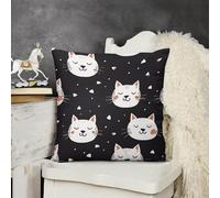 KMRHOUTIQ Decorative Throw Pillow Cover 12x12 Black Cat Pattern Outdoor Pillow Covers Plush Cushion Cover for Sofa Bed Couch Living Room Boho Farmhouse Pillows Protector with Hidden Zipper