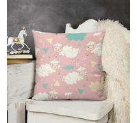 KMRHOUTIQ Decorative Throw Pillow Cover 12x12 Cartoon Sheep Pattern Outdoor Pillow Covers Plush Cushion Cover for Sofa Bed Couch Living Room Boho Farmhouse Pillows Protector with Hidden Zipper