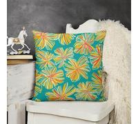 KMRHOUTIQ Decorative Throw Pillow Cover 12x12 Orange and Yellow Flowers Outdoor Pillow Covers Plush Cushion Cover for Sofa Bed Couch Living Room Boho Farmhouse Pillows Protector with Hidden Zipper
