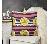 KMRHOUTIQ Decorative Throw Pillow Cover 12x12 Yellow Lemon Slices Outdoor Pillow Covers Plush Cushion Cover for Sofa Bed Couch Living Room Boho Farmhouse Pillows Protector with Hidden Zipper