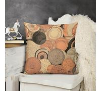 KMRHOUTIQ Decorative Throw Pillow Cover 16x16 Circle Pattern Outdoor Pillow Covers Plush Cushion Cover for Sofa Bed Couch Living Room Boho Farmhouse Pillows Protector with Hidden Zipper